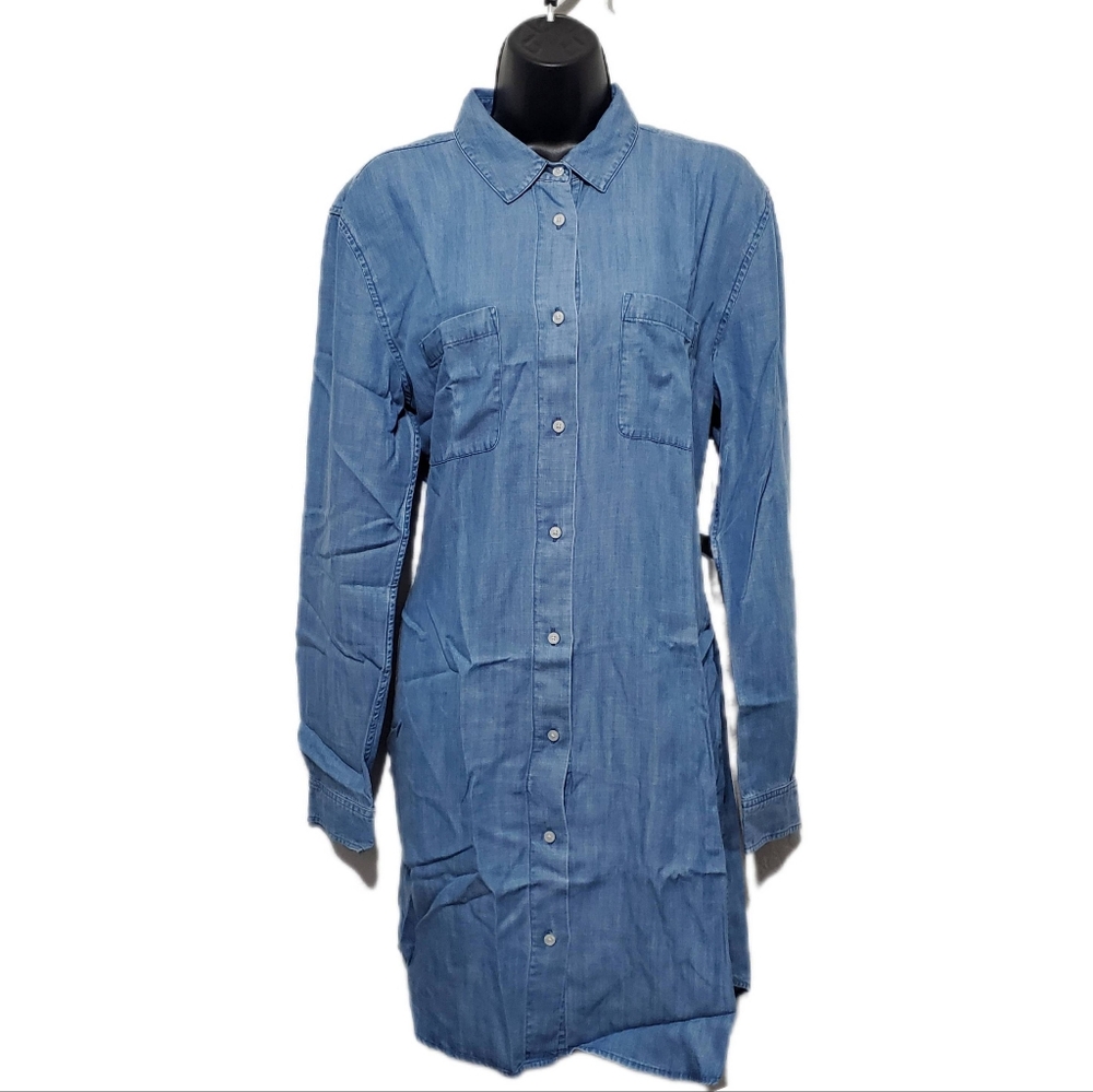 UNTUCKit Women's 100% Tencel Maraska Chambray Long Sleeve Shirt Dress Size 8 - Picture 5 of 11